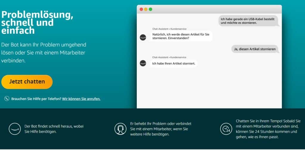 Amazon Webseite für Reklamationen